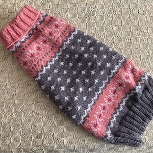 Cozy Peach and Gray Dog Sweater